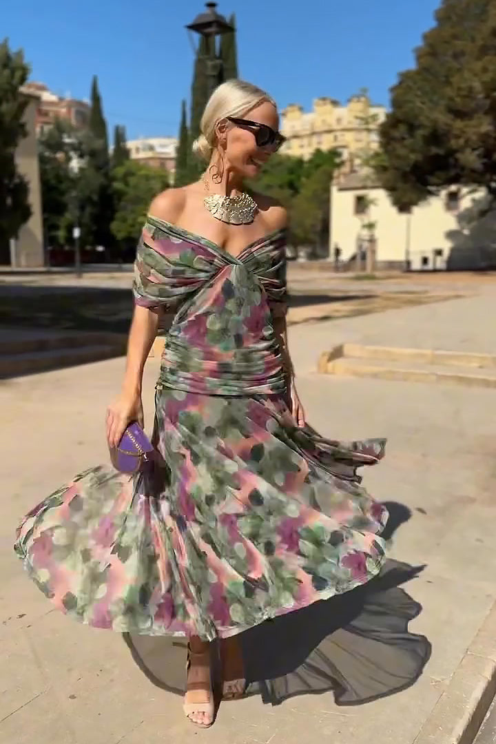 Florencia™ | Painted Floral V-Neck Maxi Dress