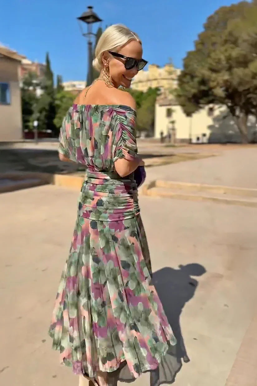 Florencia™ | Painted Floral V-Neck Maxi Dress