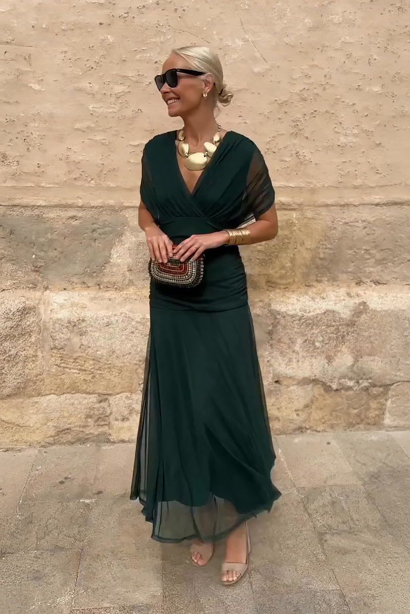 Florencia™ | Painted Floral V-Neck Maxi Dress