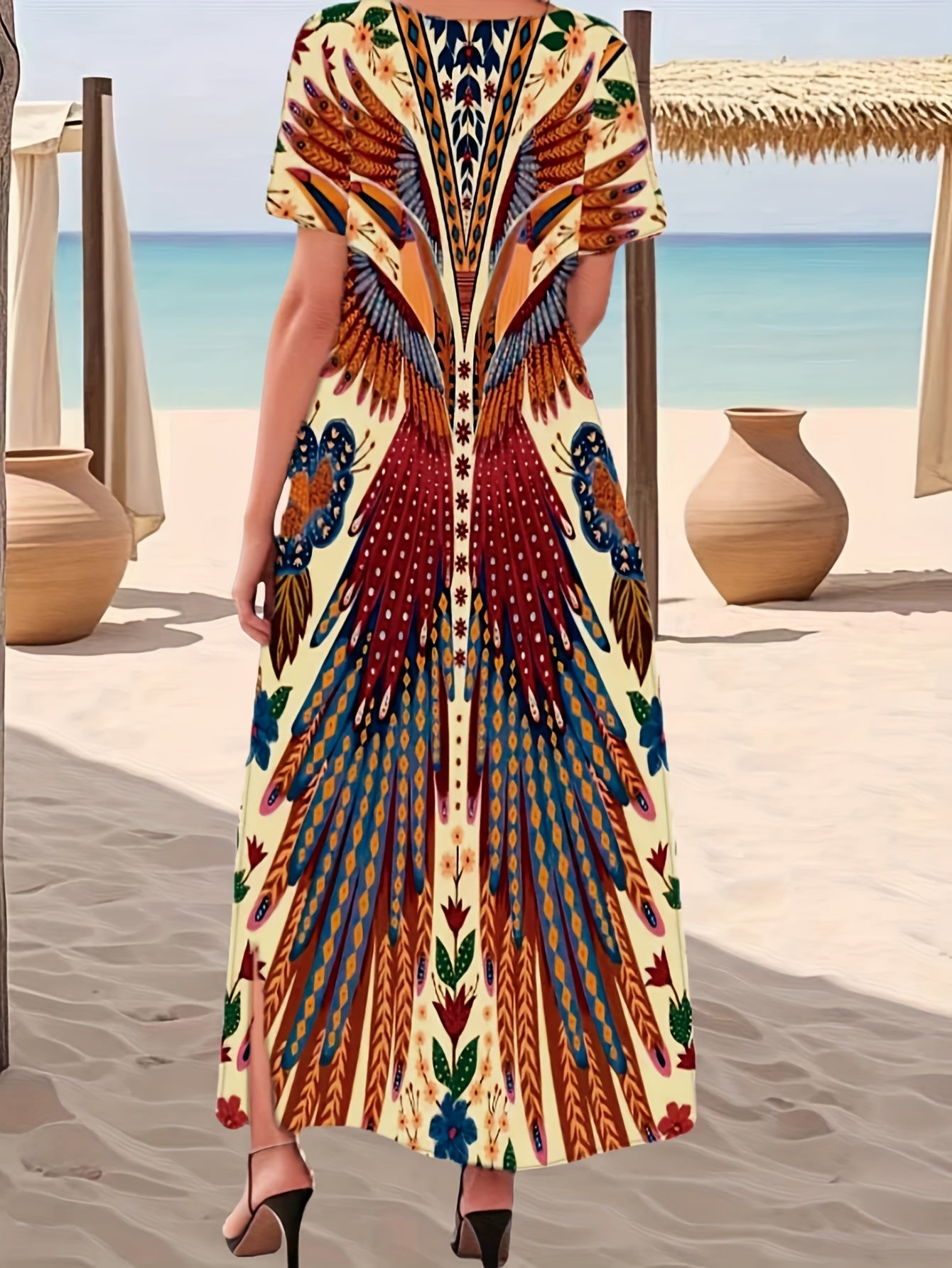 Cylena Printline Slit Dress