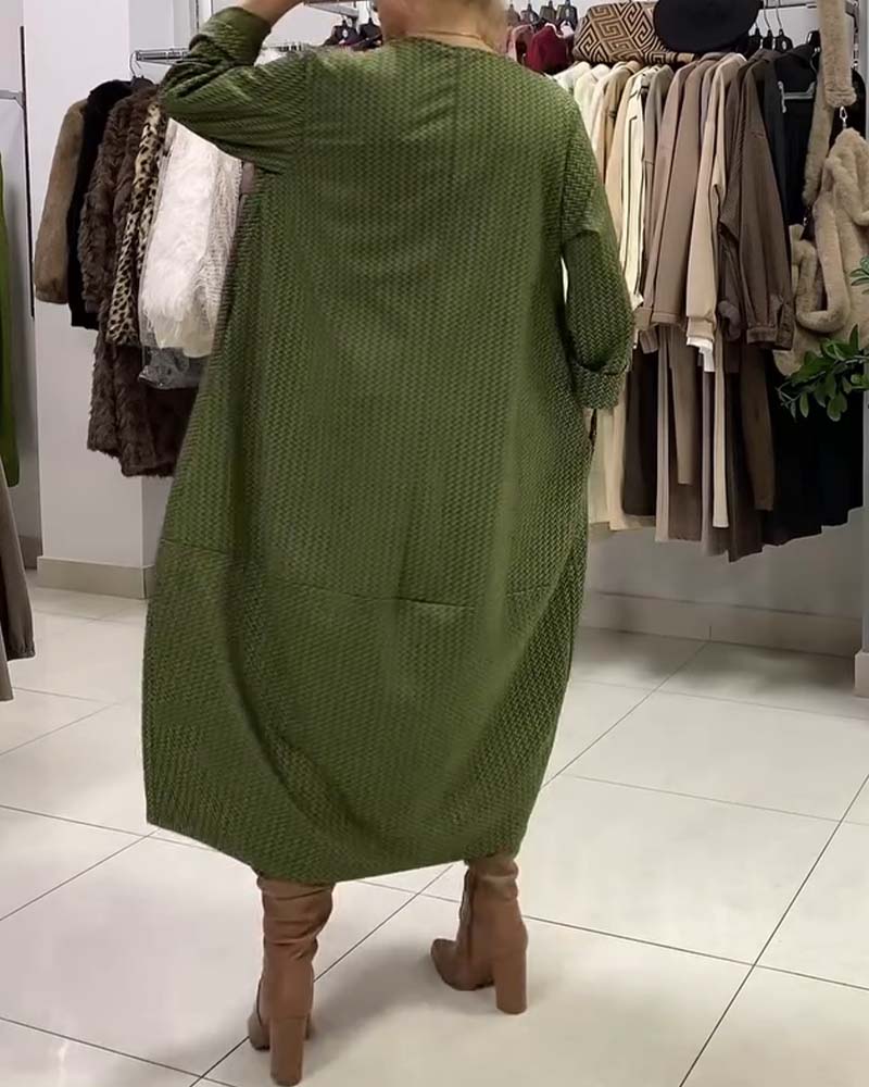 CurveEase™ | Plus-Size Loose Round-Neck Dress
