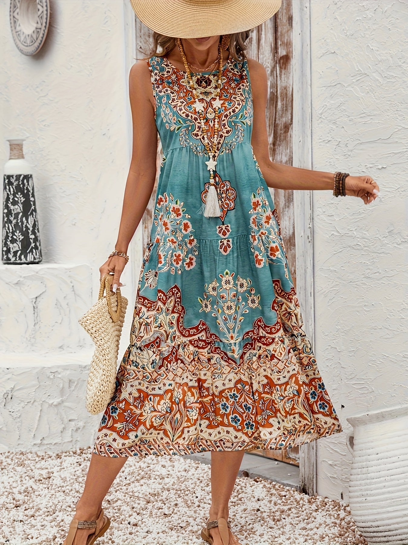 Mariselle Coastal Print Summer Dress
