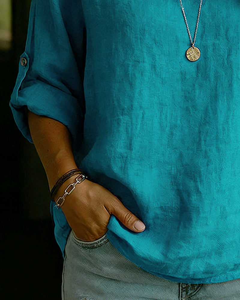 Cavelle™ Folded-Collar Cotton Top
