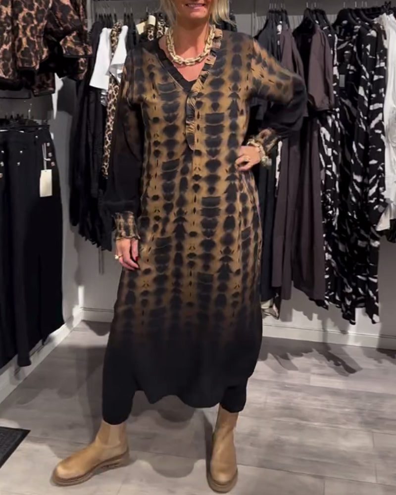 Aurivelle OmbraFlow V-Neck Dress