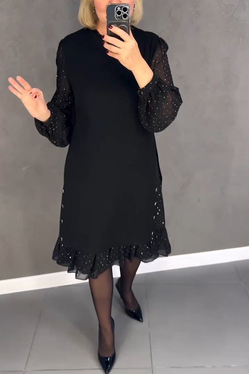 DiamondHeat™ | Solid-Color Round-Neck Dress