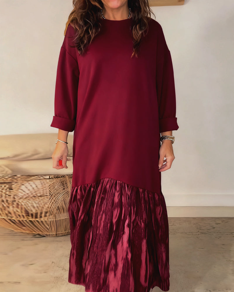 IrraPatch™ | Round-Neck Dress with Irregular Patchwork Print