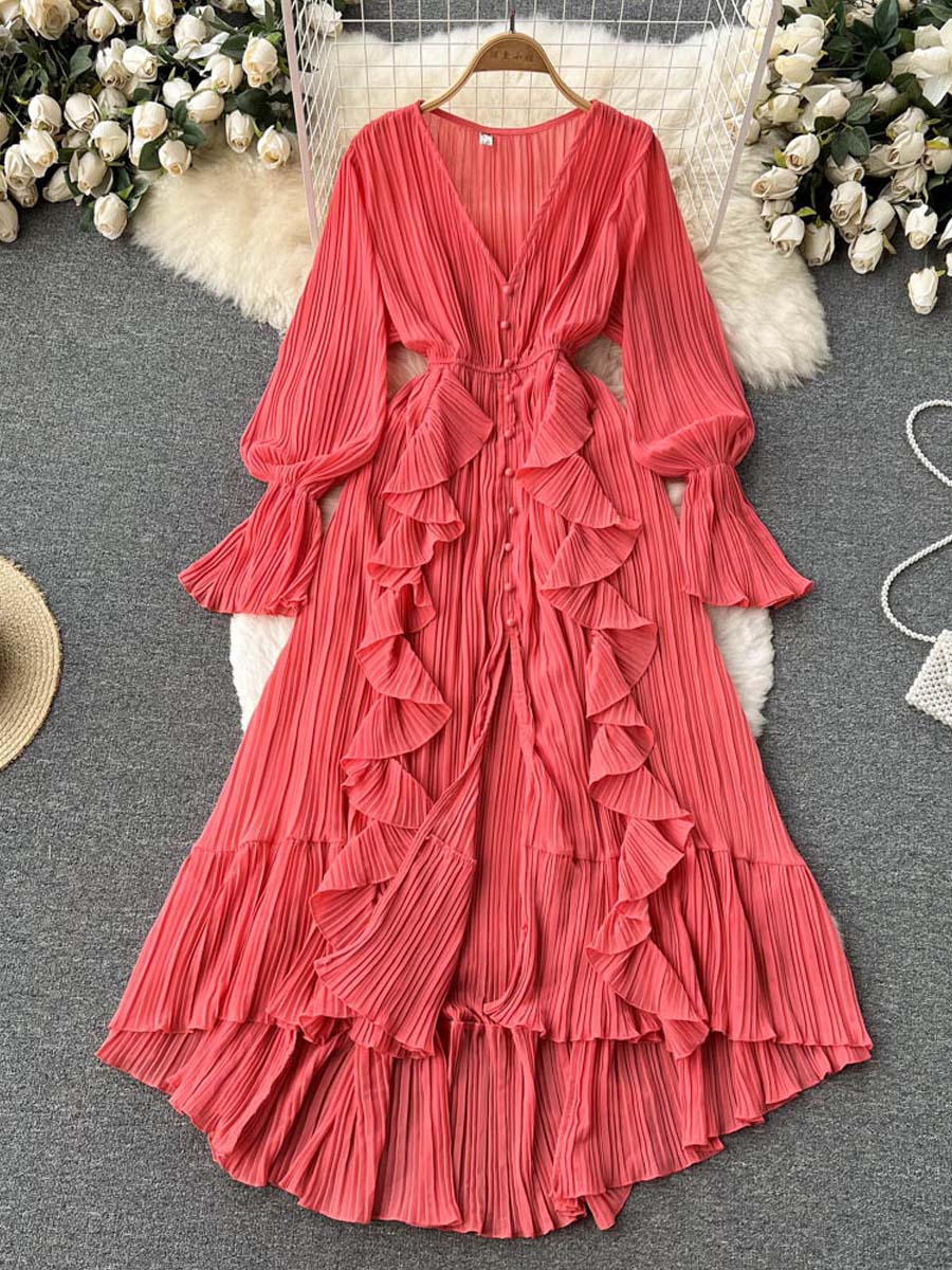 Aurelia™ Ruffle V-Neck Dress