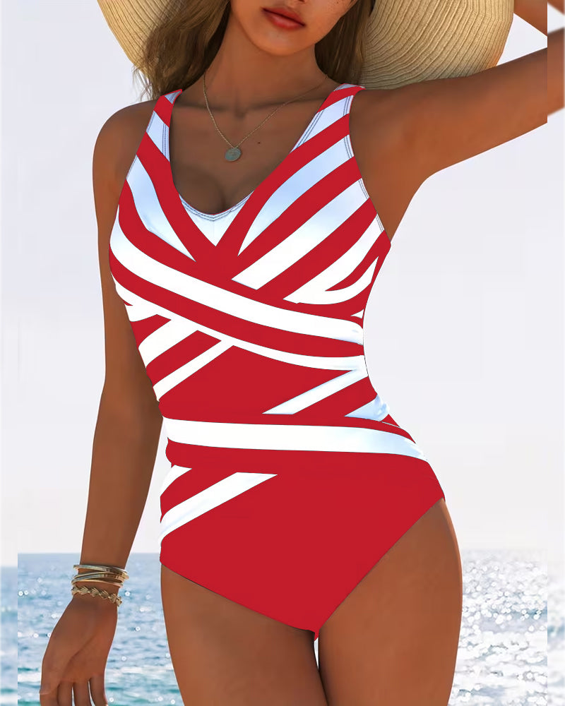 Marivelle StripeV Swim One-Piece