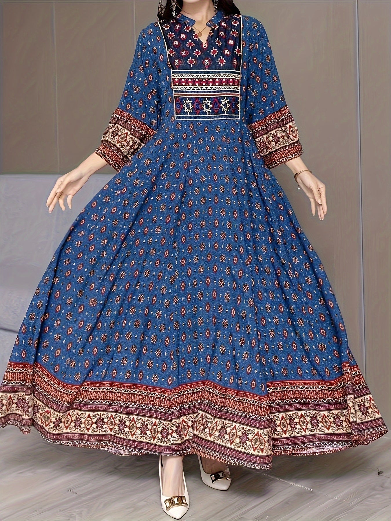 Azriena Azure Boho Maxi Dress