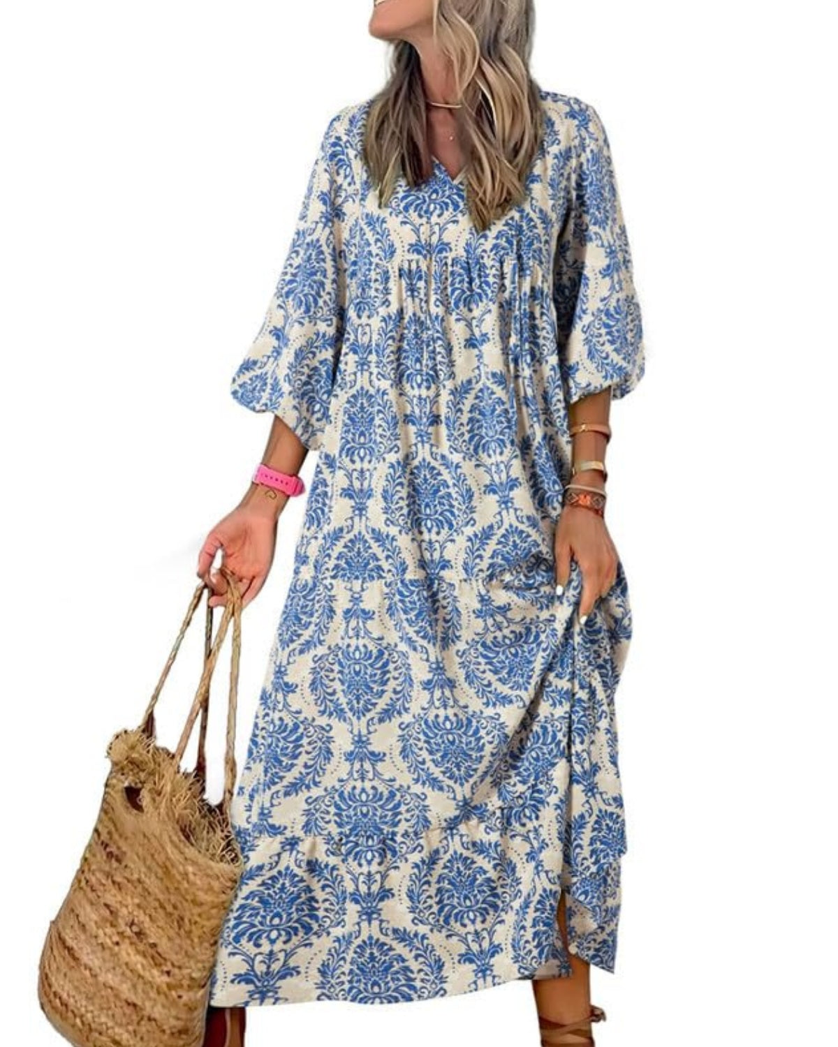 Seraphina™ | Puff Sleeve Floral Boho Maxi Dress