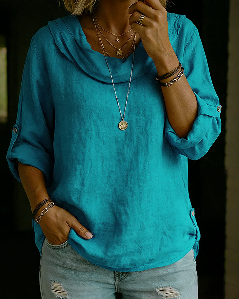 Cavelle™ Folded-Collar Cotton Top