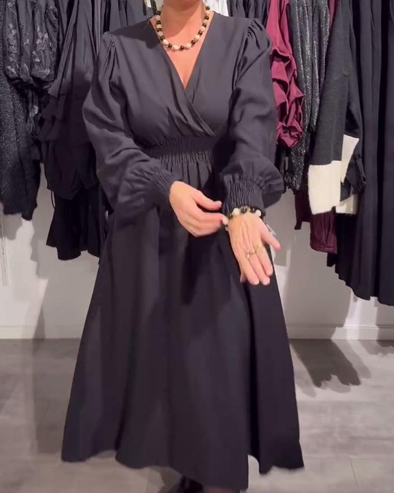 Aurelia™ | Puff-Sleeve Waist-Defined Dress
