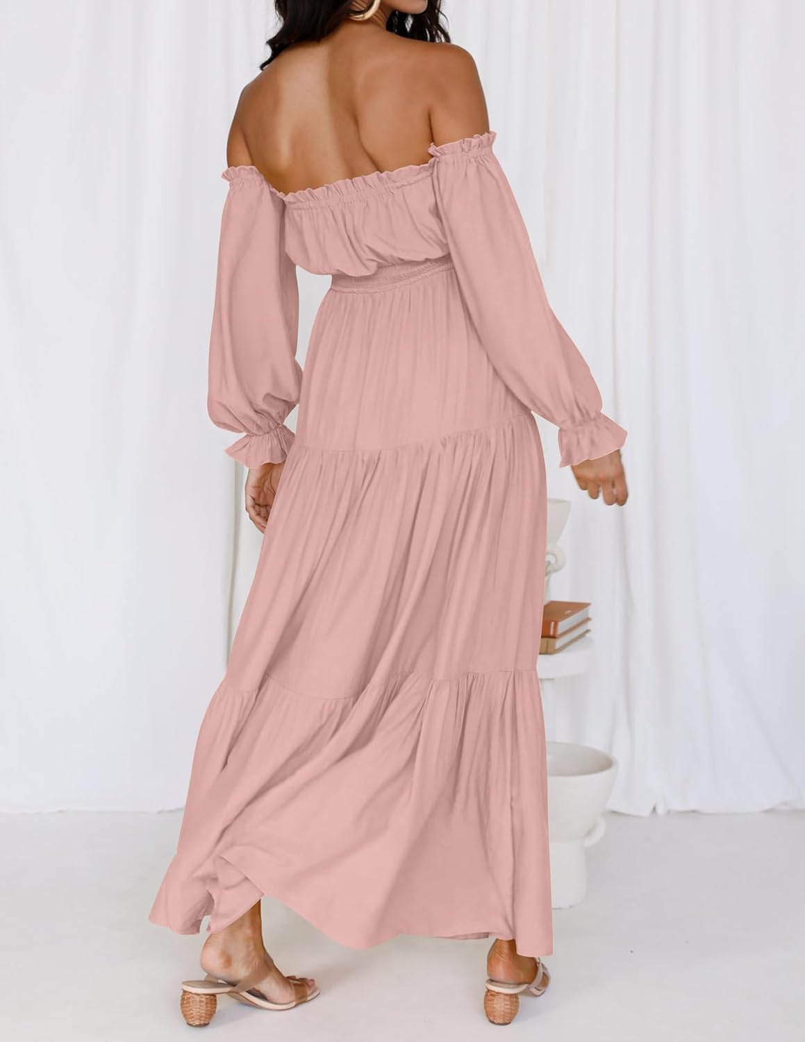 Zesica™ | Off-Shoulder Smocked High-Waist Maxi Dress