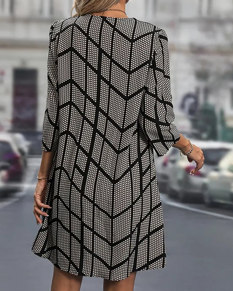 Vivara™ | Polka Dot V-Neck Midi Dress