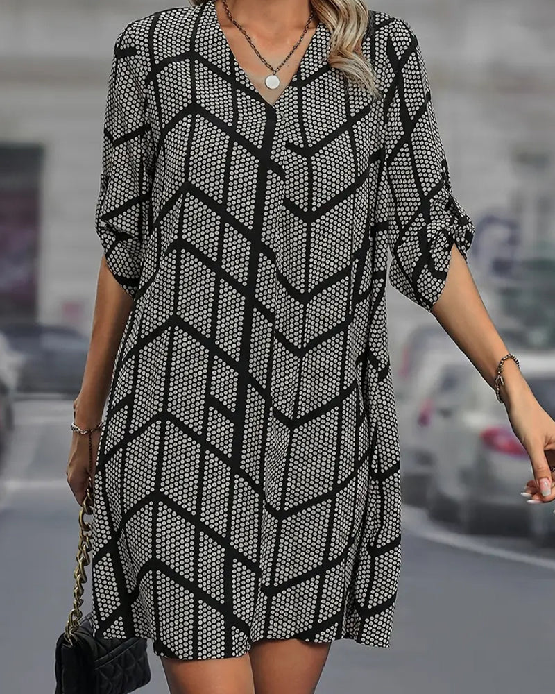 Vivara™ | Polka Dot V-Neck Midi Dress