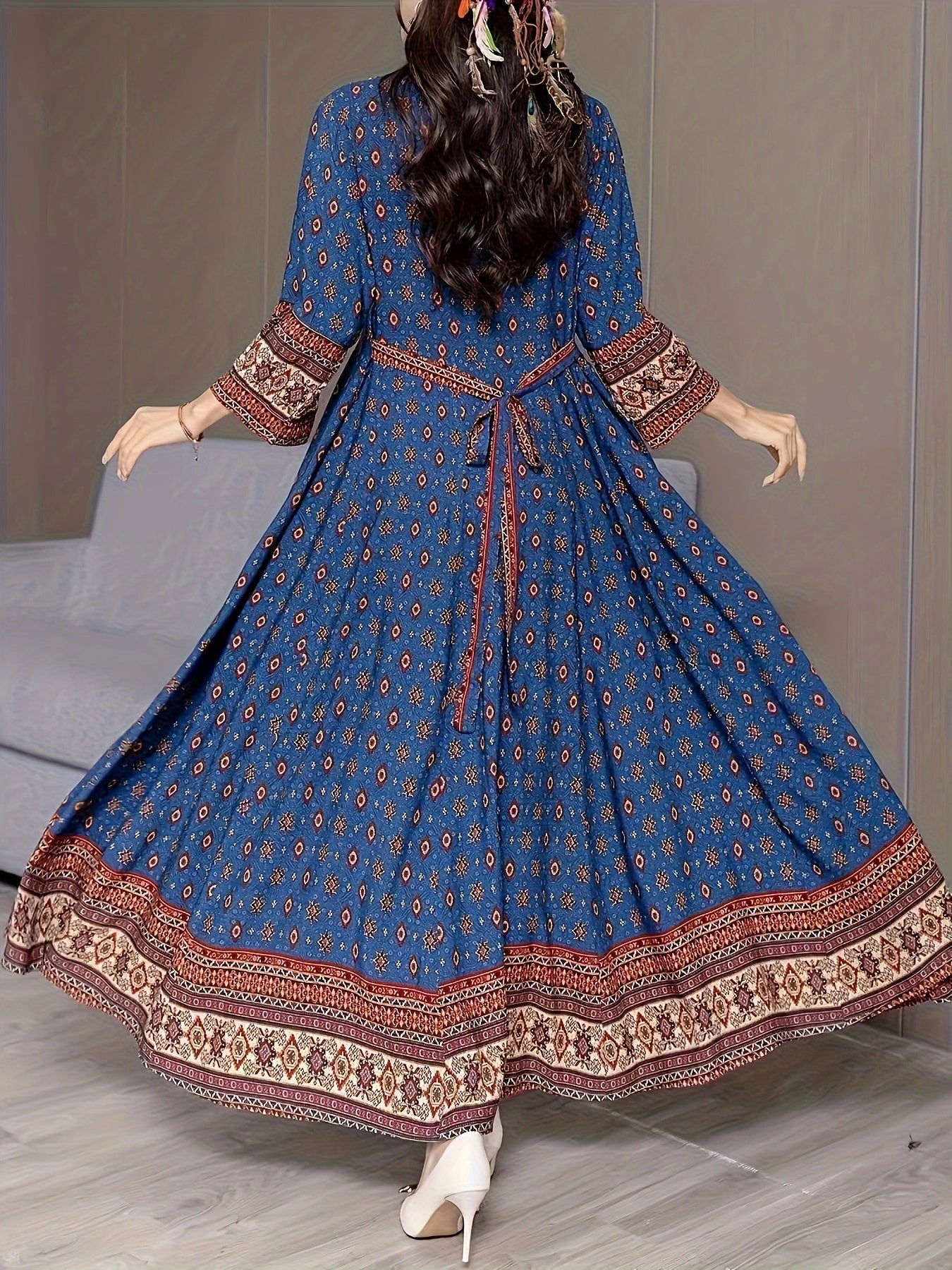 Azriena Azure Boho Maxi Dress