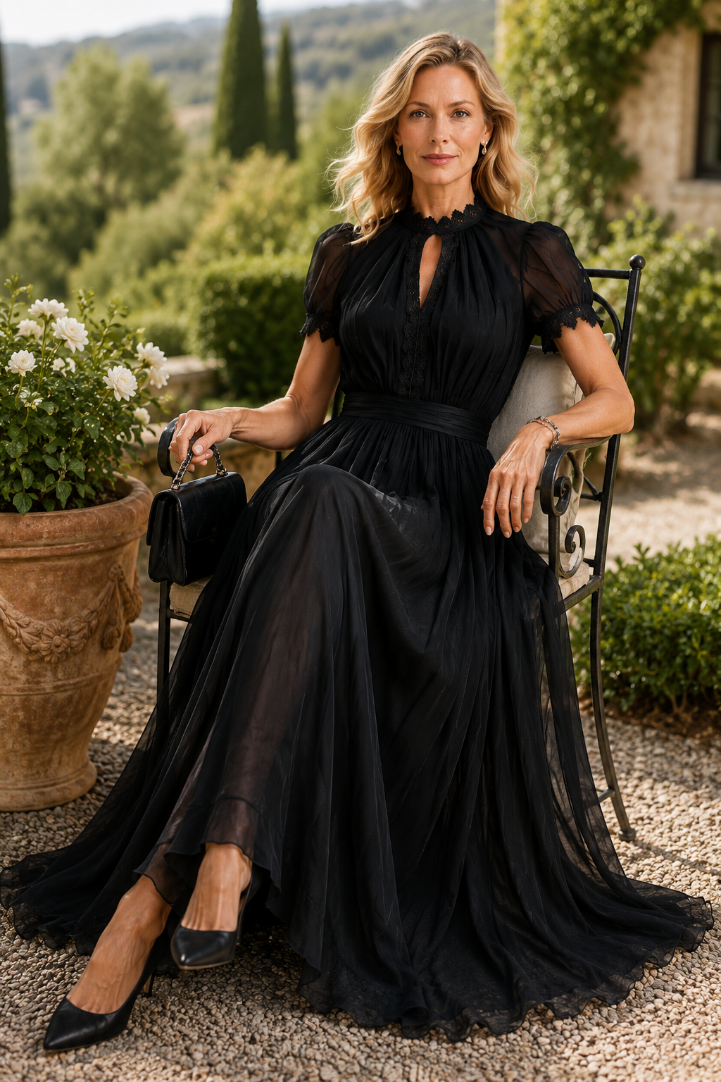Airy chiffon maxi dress