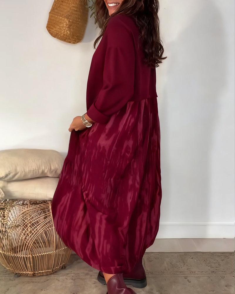 IrraPatch™ | Round-Neck Dress with Irregular Patchwork Print