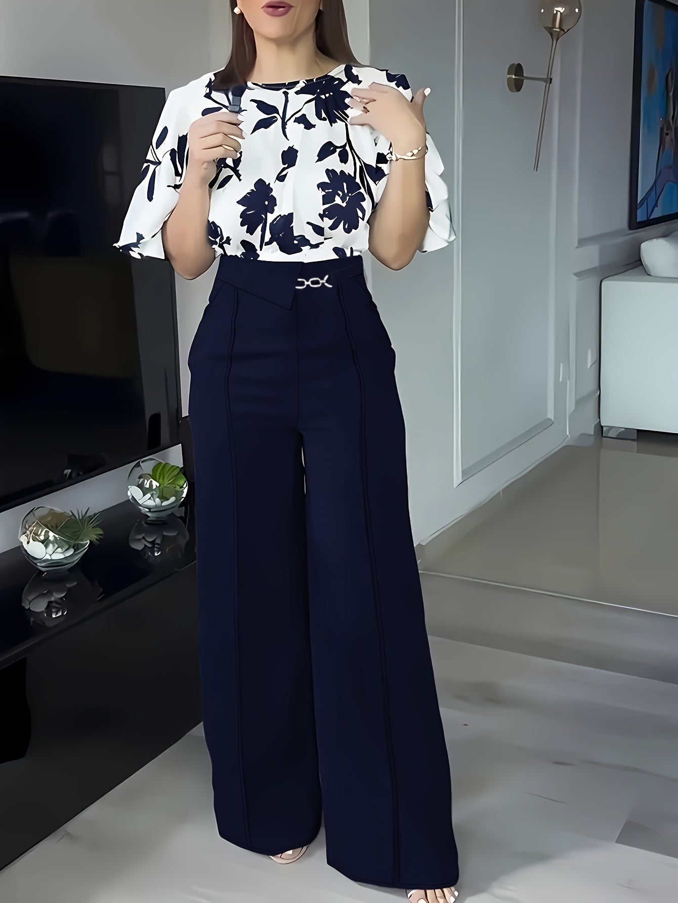 Zadora™ | Printed Spring/Summer Elegant Shirt Set