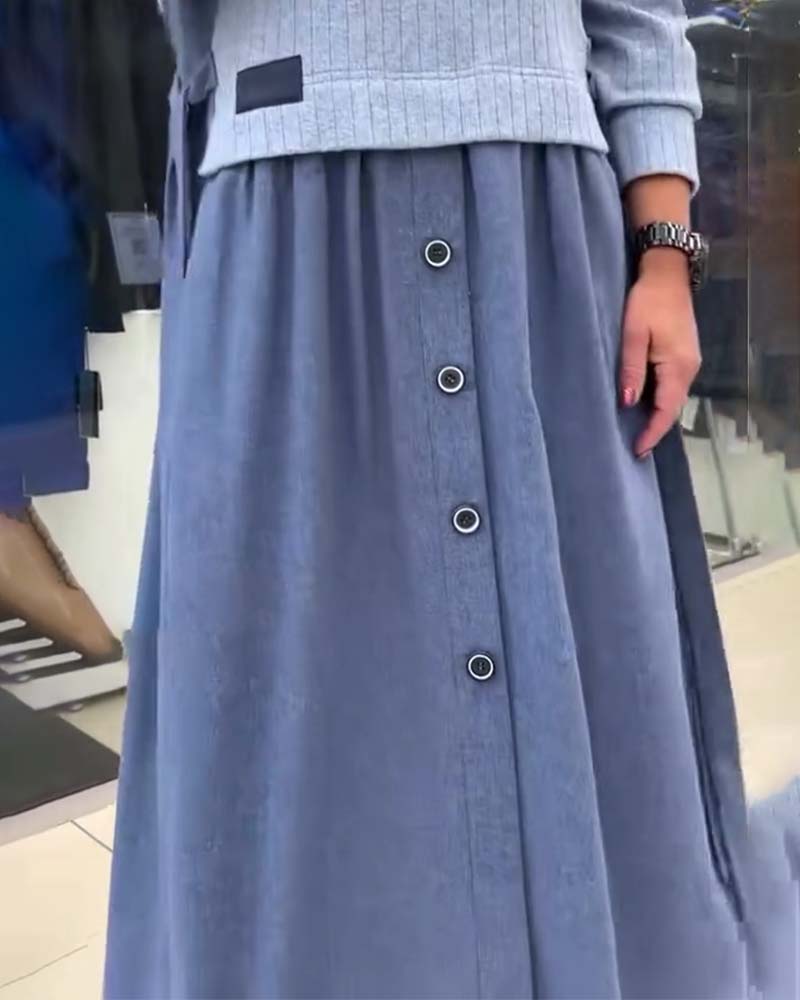 ColorEase™ | Casual Colorblock Round-Neck Dress
