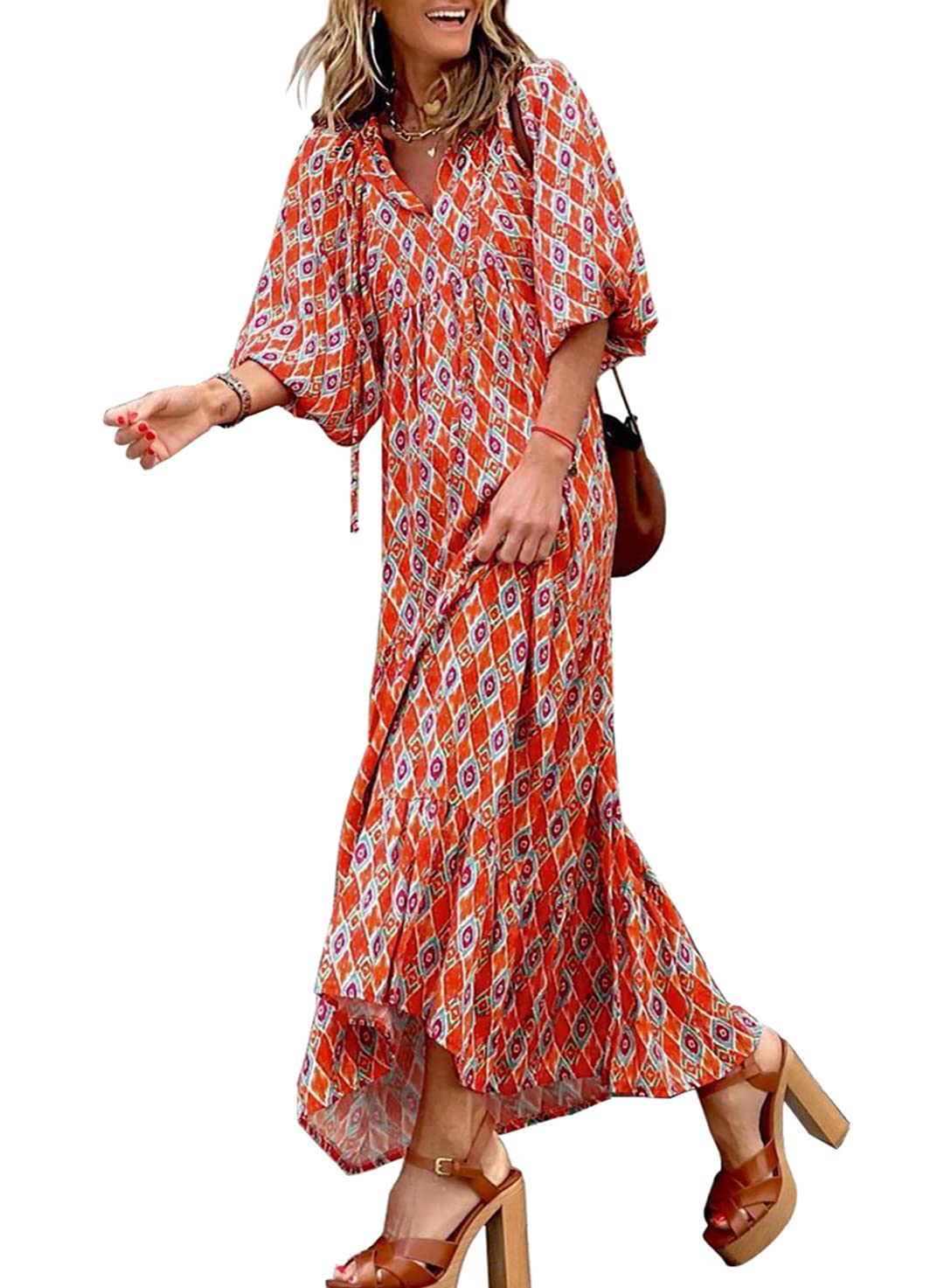 Seraphina™ | Puff Sleeve Floral Boho Maxi Dress