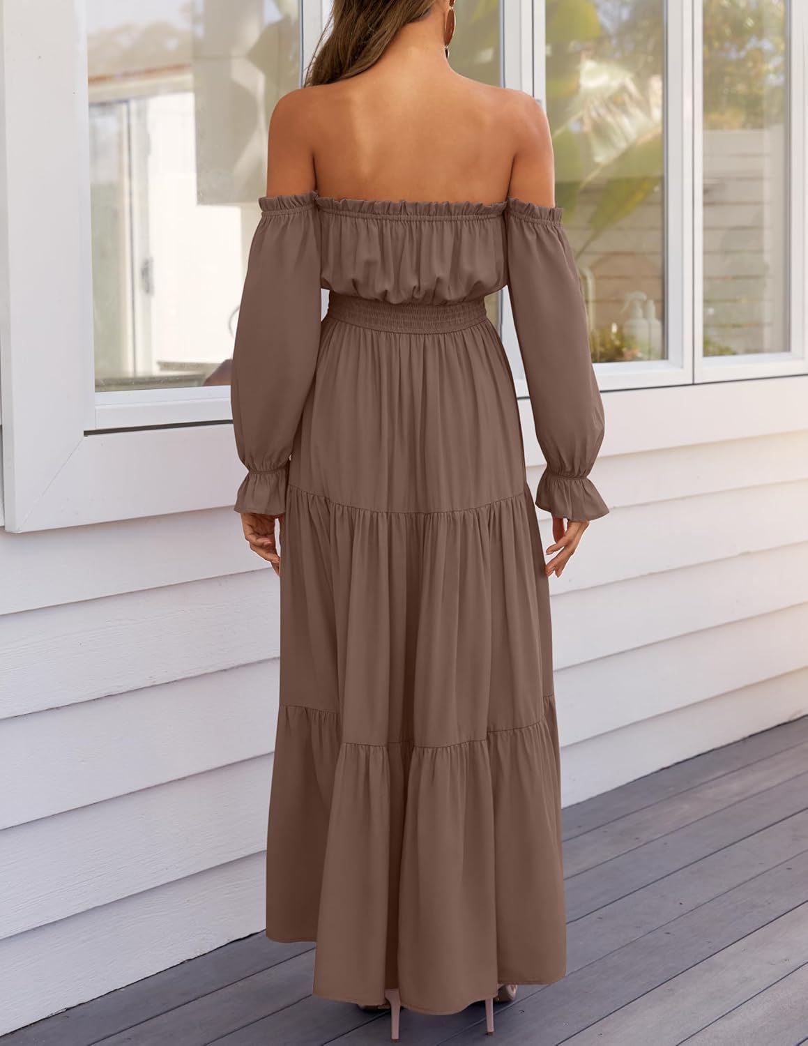 Zesica™ | Off-Shoulder Smocked High-Waist Maxi Dress