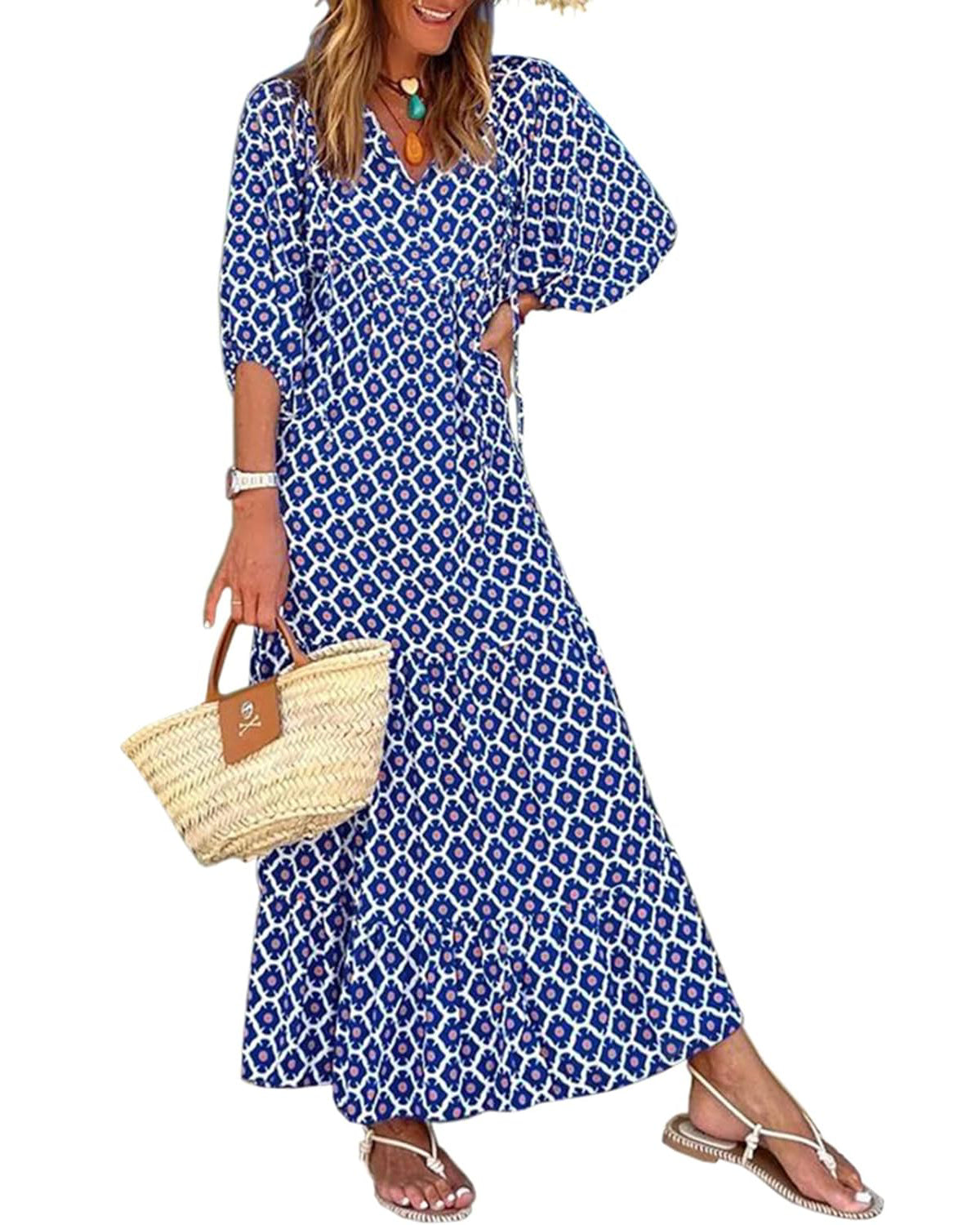 Seraphina™ | Puff Sleeve Floral Boho Maxi Dress