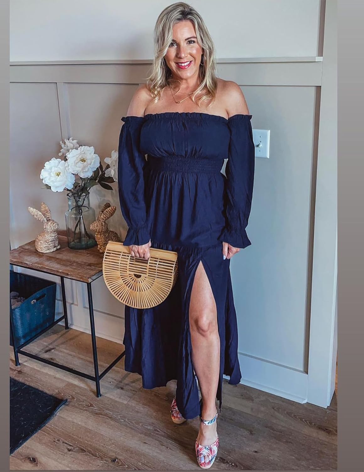 Zesica™ | Off-Shoulder Smocked High-Waist Maxi Dress