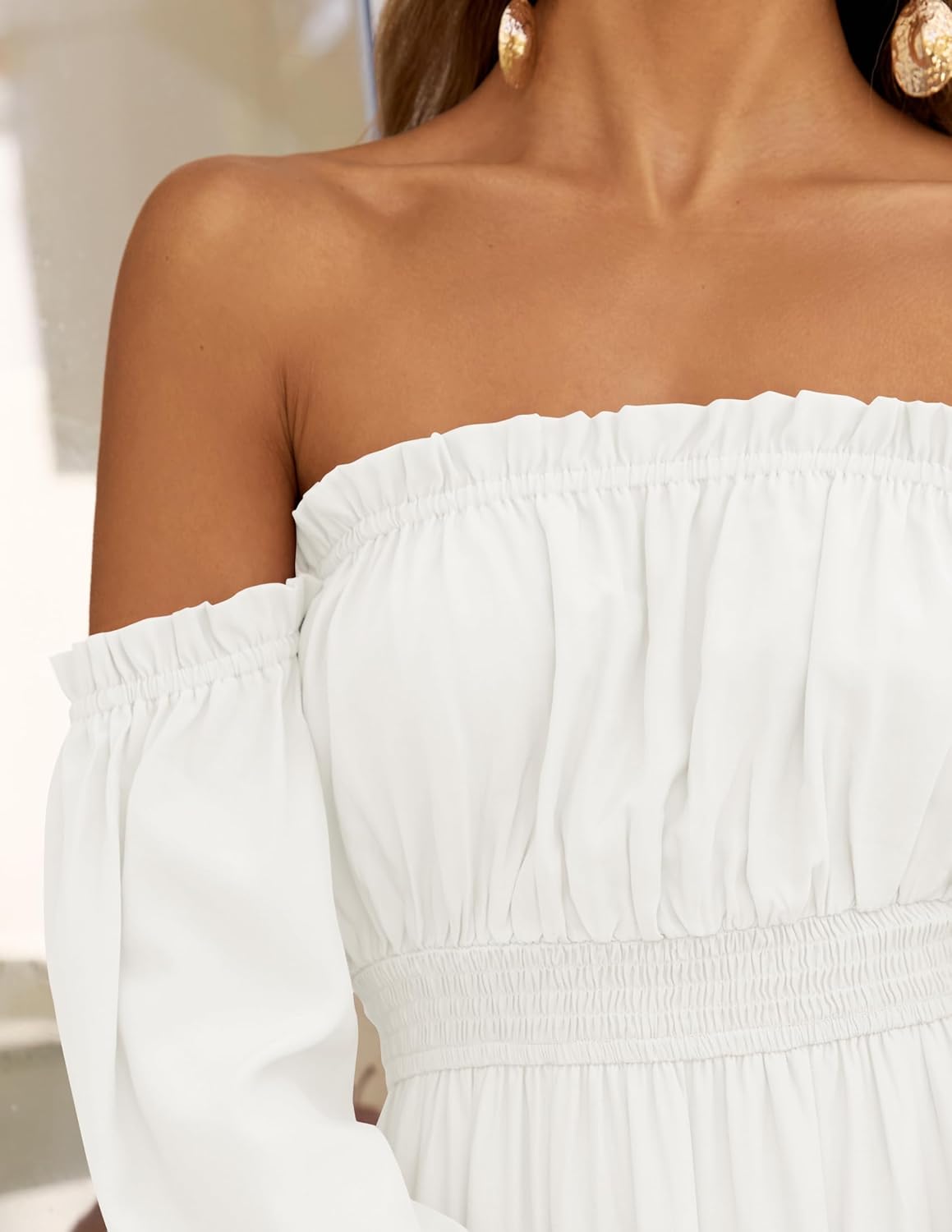 Zesica™ | Off-Shoulder Smocked High-Waist Maxi Dress