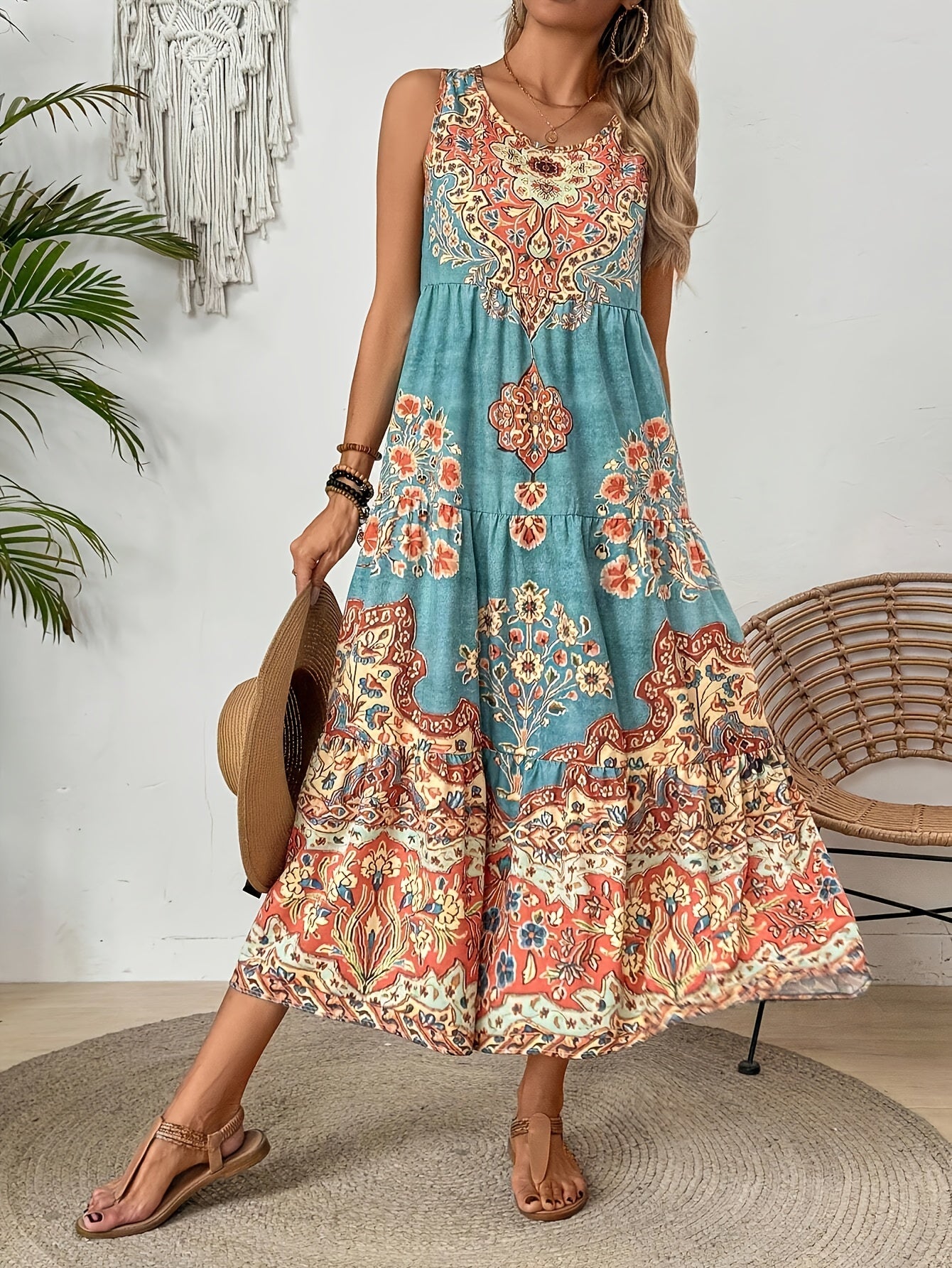Mariselle Coastal Print Summer Dress