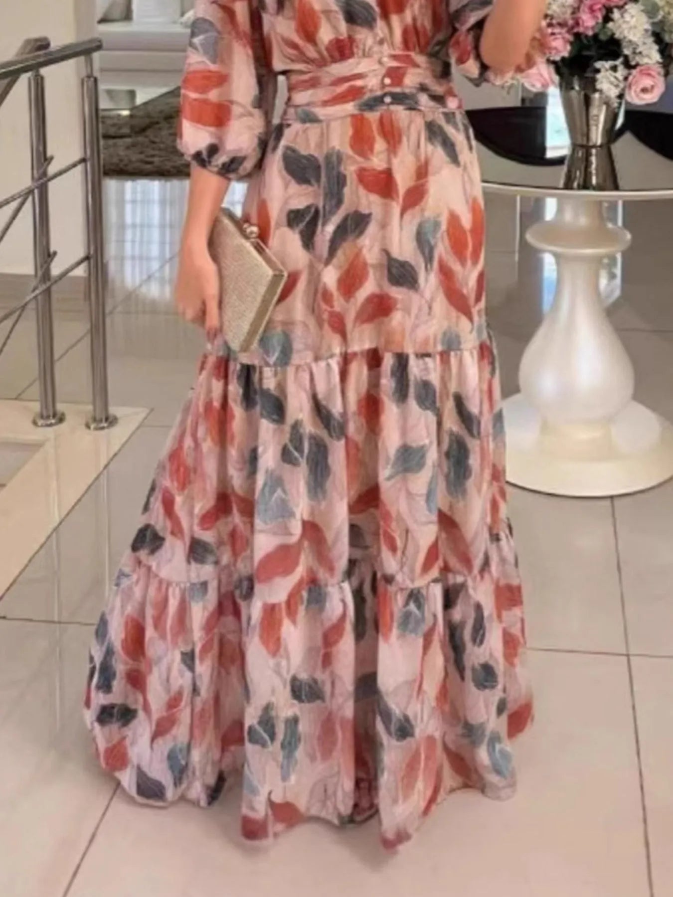 Aurora™ | Printed V-Neck Maxi Dress