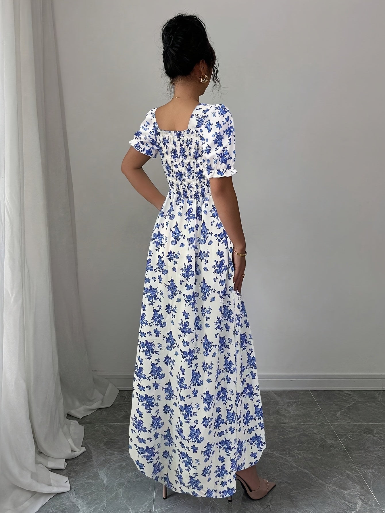 Floravera™ | Ruffled-Sleeve Floral A-Line Dress