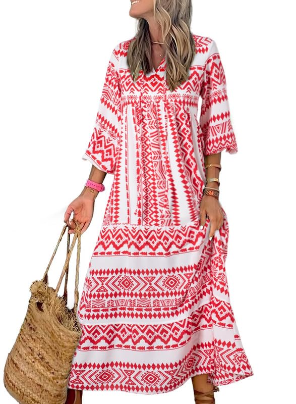 Averina™ | Puff Sleeve Floral Boho Maxi Dress