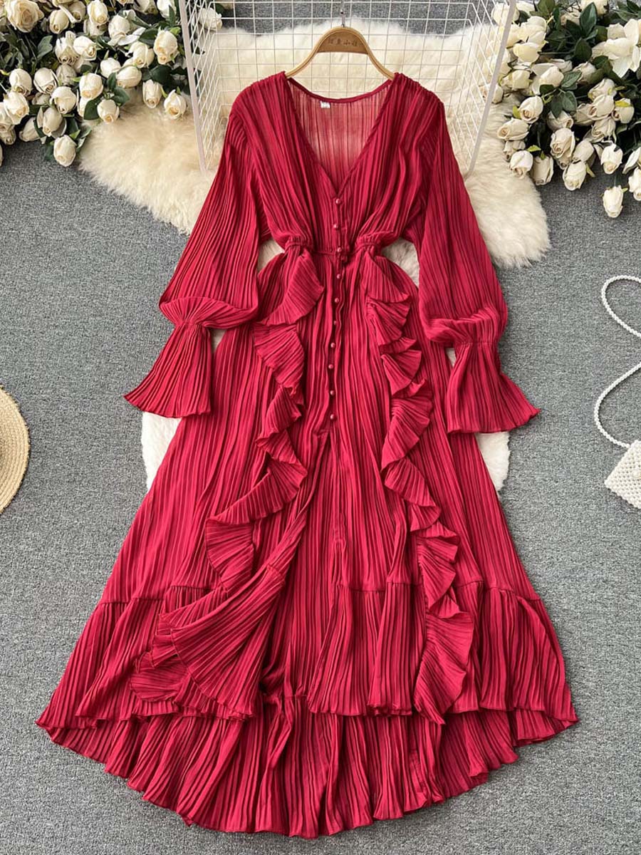 Aurelia™ Ruffle V-Neck Dress