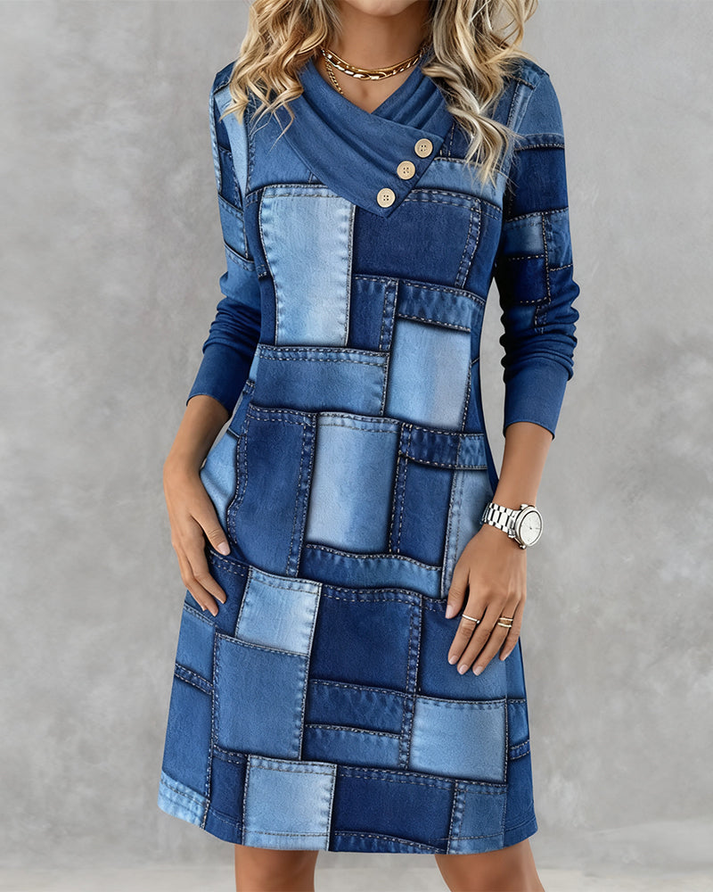 Ameloria™ | Scarf-Collar Printed Dress