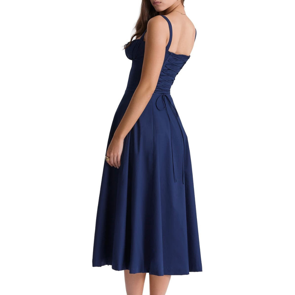 Marvessa™ | Floral Bustier Waist-Sculpt Midi Dress