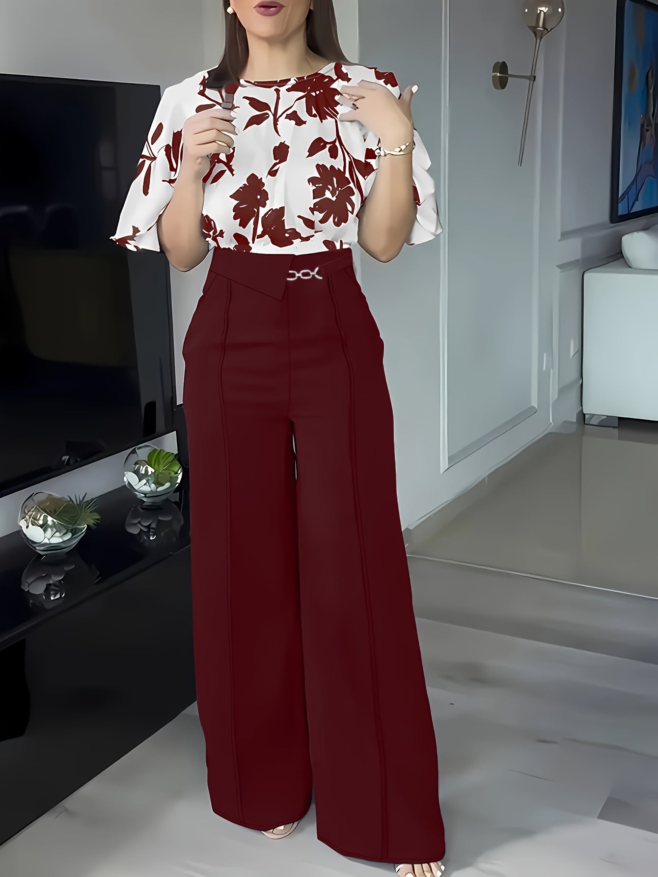 Zadora™ | Printed Spring/Summer Elegant Shirt Set