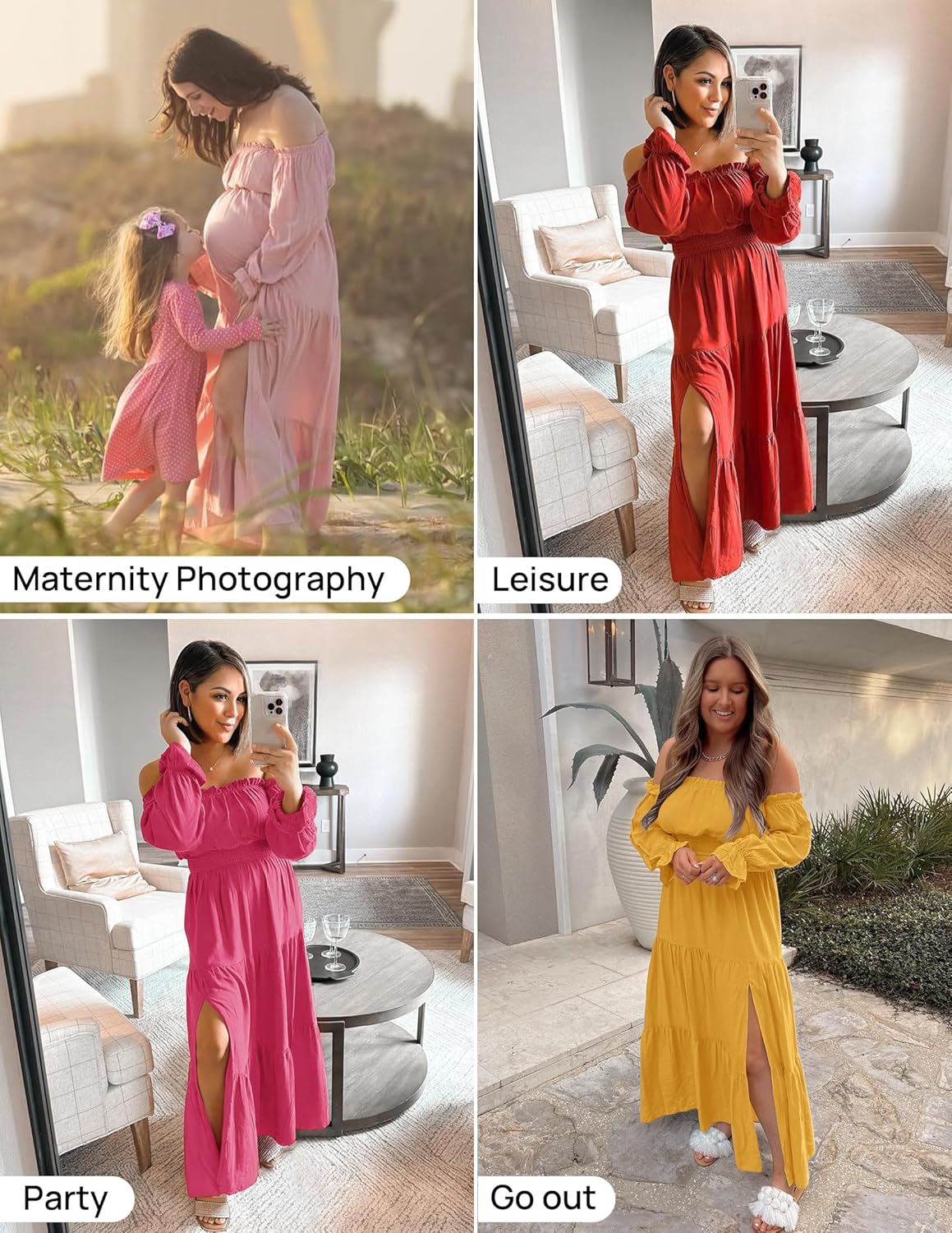 Zesica™ | Off-Shoulder Smocked High-Waist Maxi Dress