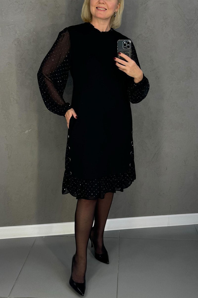 DiamondHeat™ | Solid-Color Round-Neck Dress