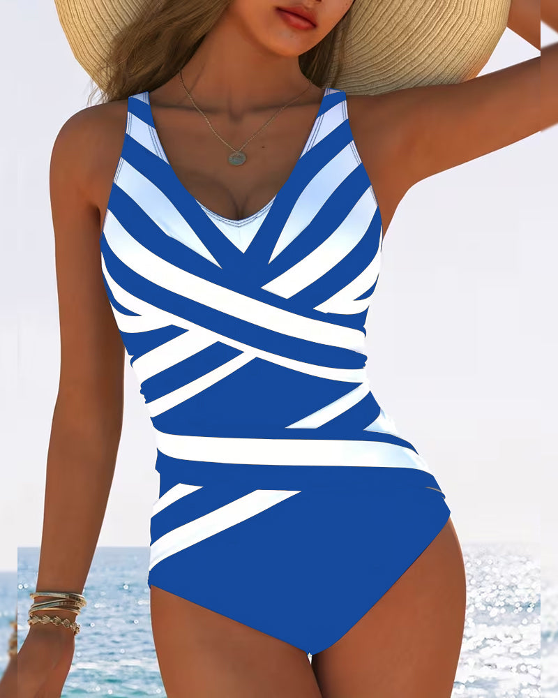 Marivelle StripeV Swim One-Piece