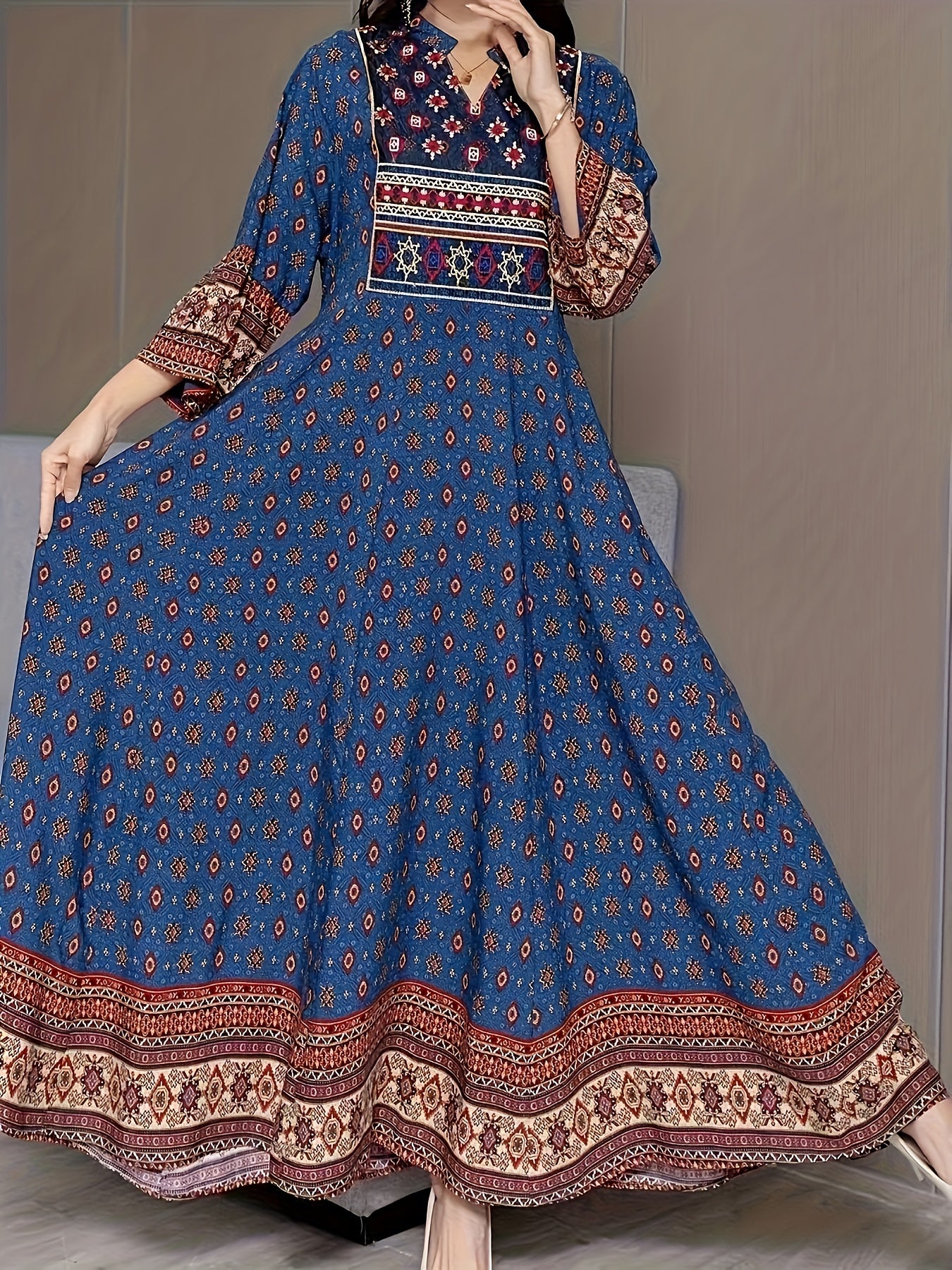 Azriena Azure Boho Maxi Dress