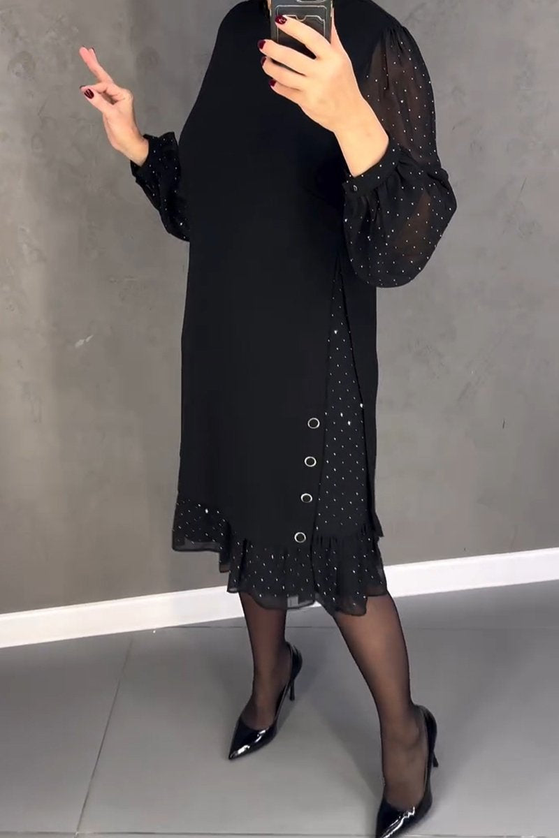 DiamondHeat™ | Solid-Color Round-Neck Dress