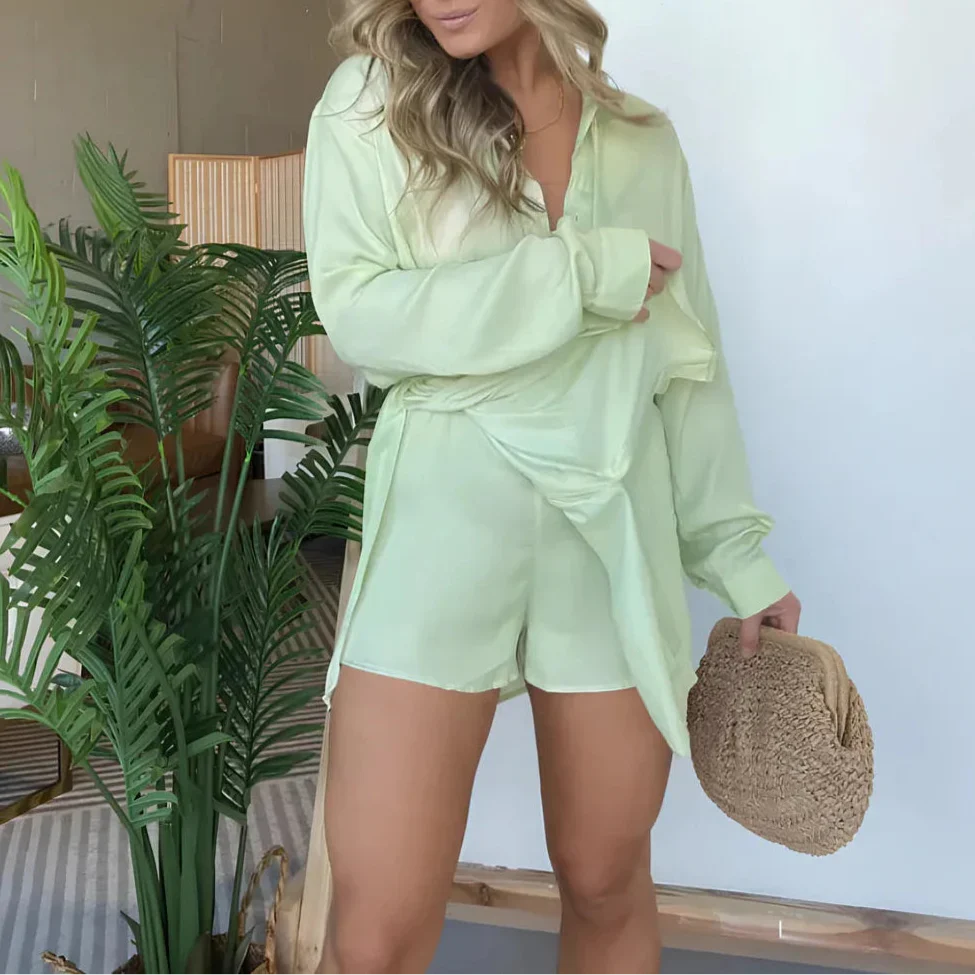SilkAura™ Satin Romper Dress