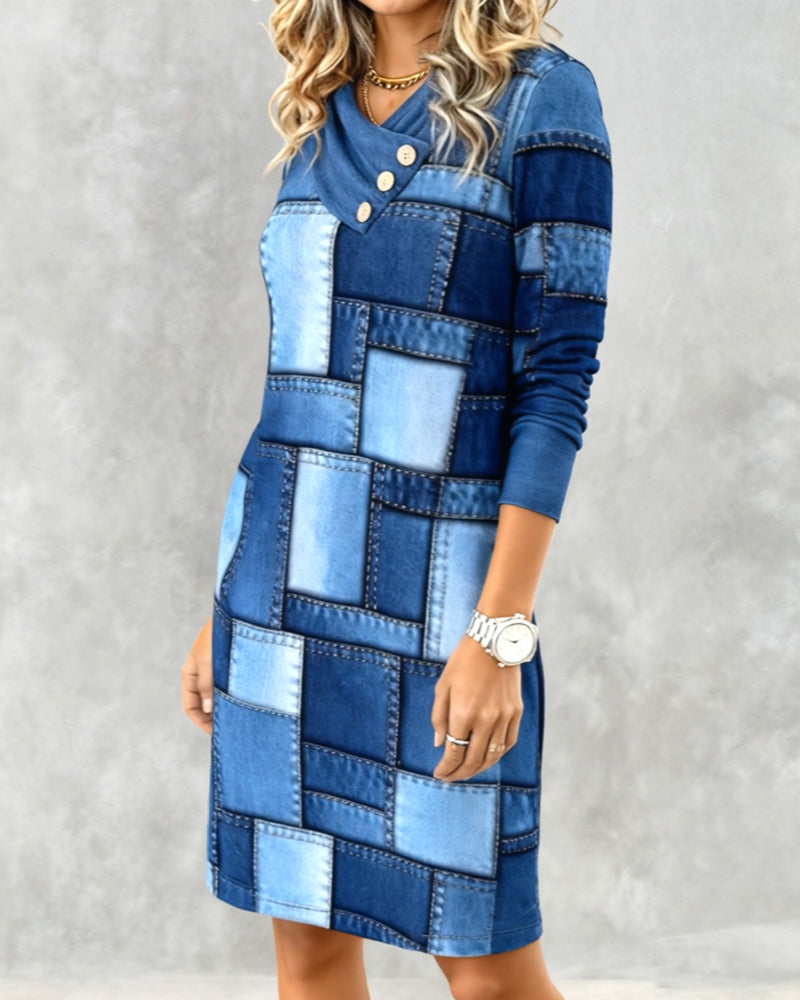 Ameloria™ | Scarf-Collar Printed Dress
