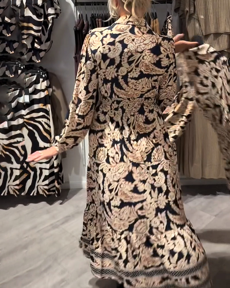 Elanora™ | Printed Collared Midi Dress