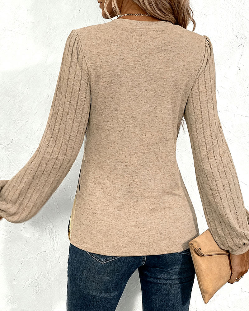 Velmira™ | Striped Lantern Sleeve Top