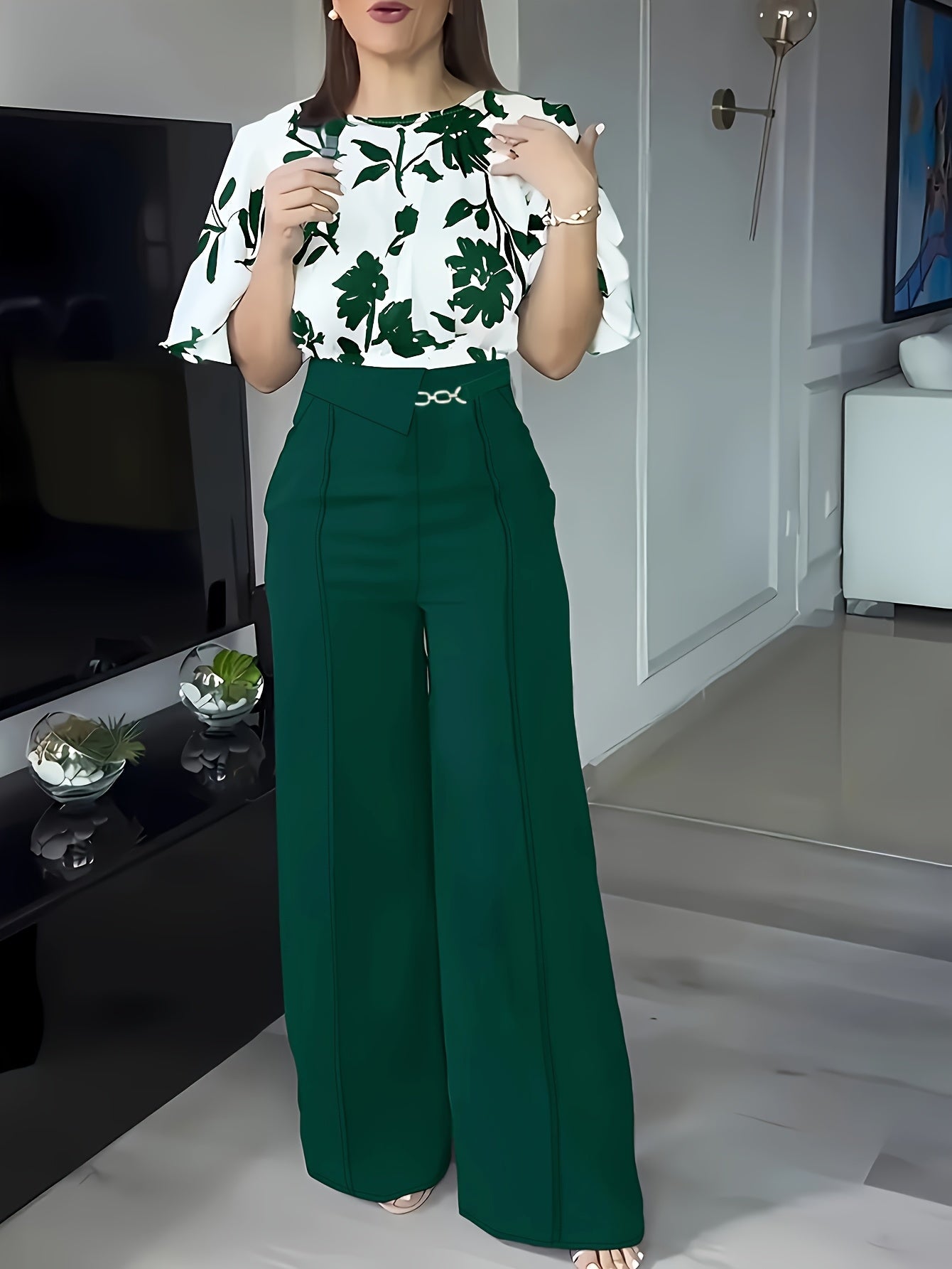 Zadora™ | Printed Spring/Summer Elegant Shirt Set