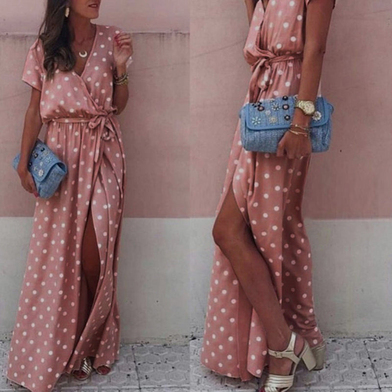 ROUX - Casual v-neck maxi dress details