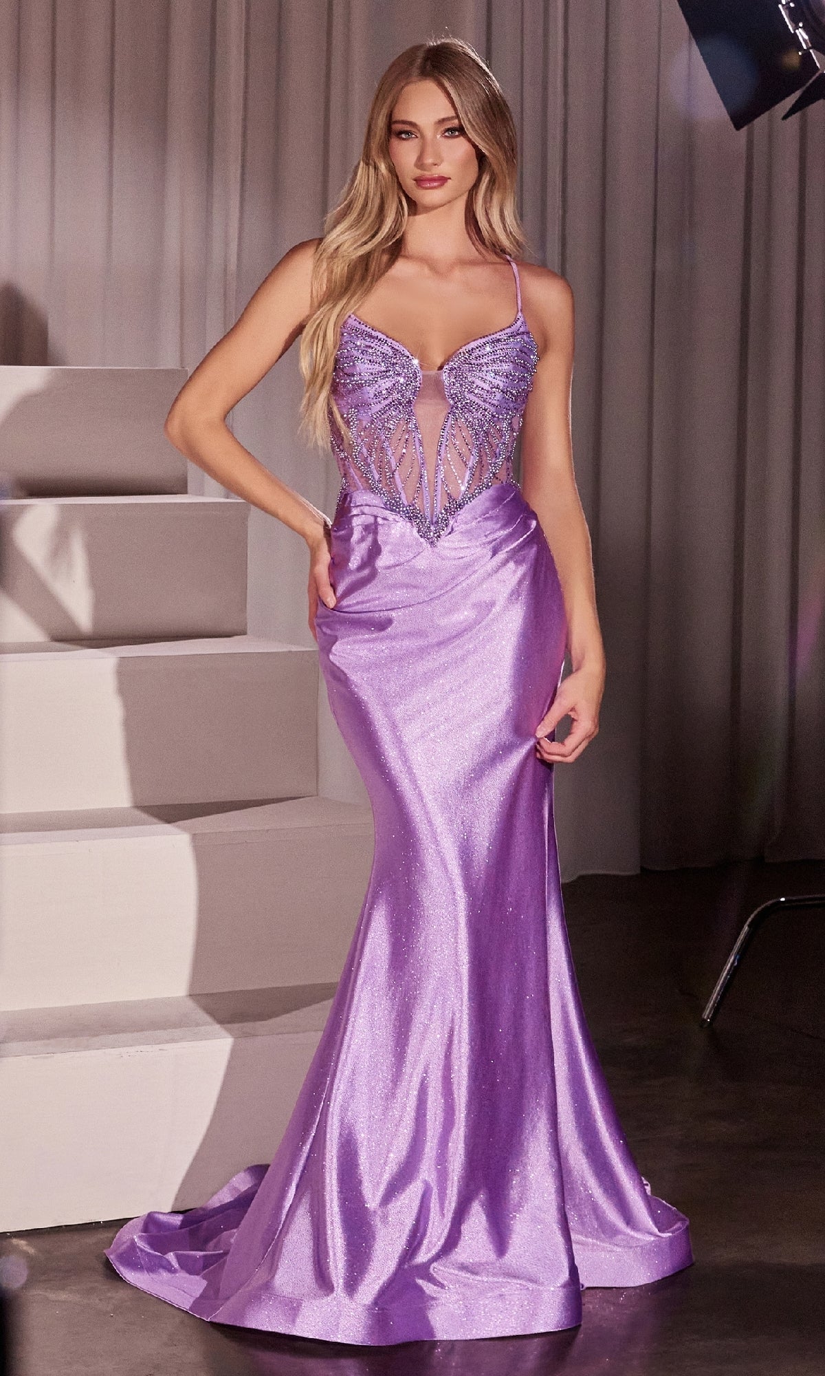 Beaded Corset Long Prom Dress