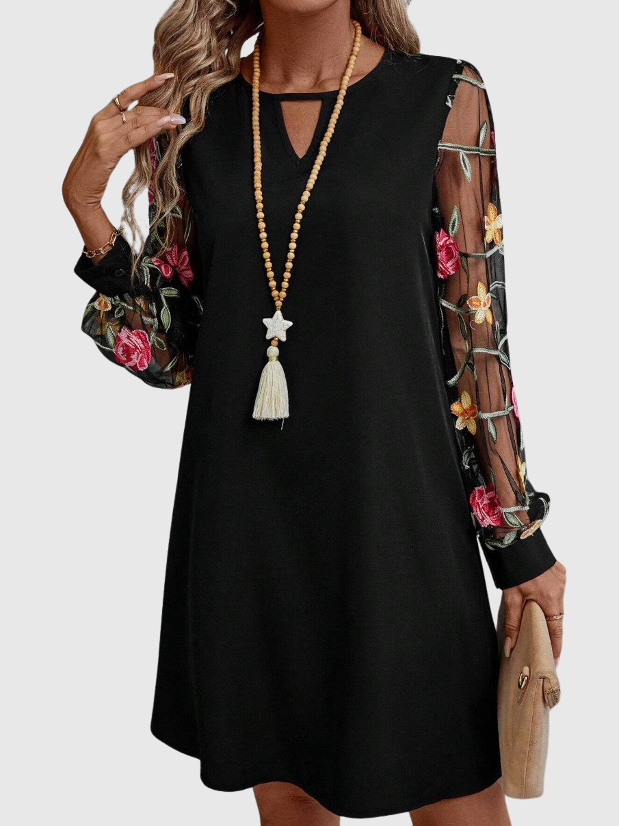Jolanta™ | Elegant V-Neck Dress with Statement Sleeves